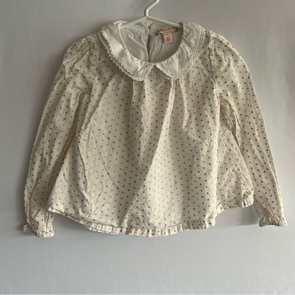 Kid's Ruby & Bloom Cream & Gold Polka Dot Long Sleeve Top - Picture 2 of 8